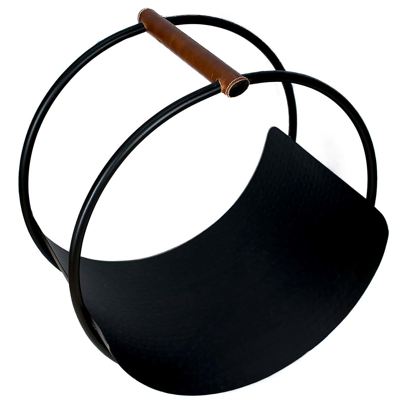 Iron and Leather 43cm Round Log Holder