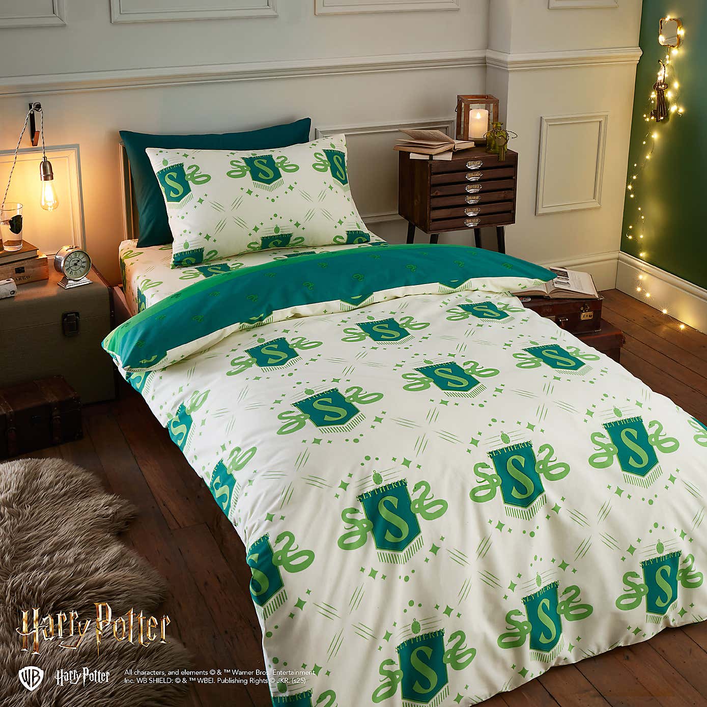 Harry Potter Slytherin Reversible Duvet Cover and Pillowcase Set