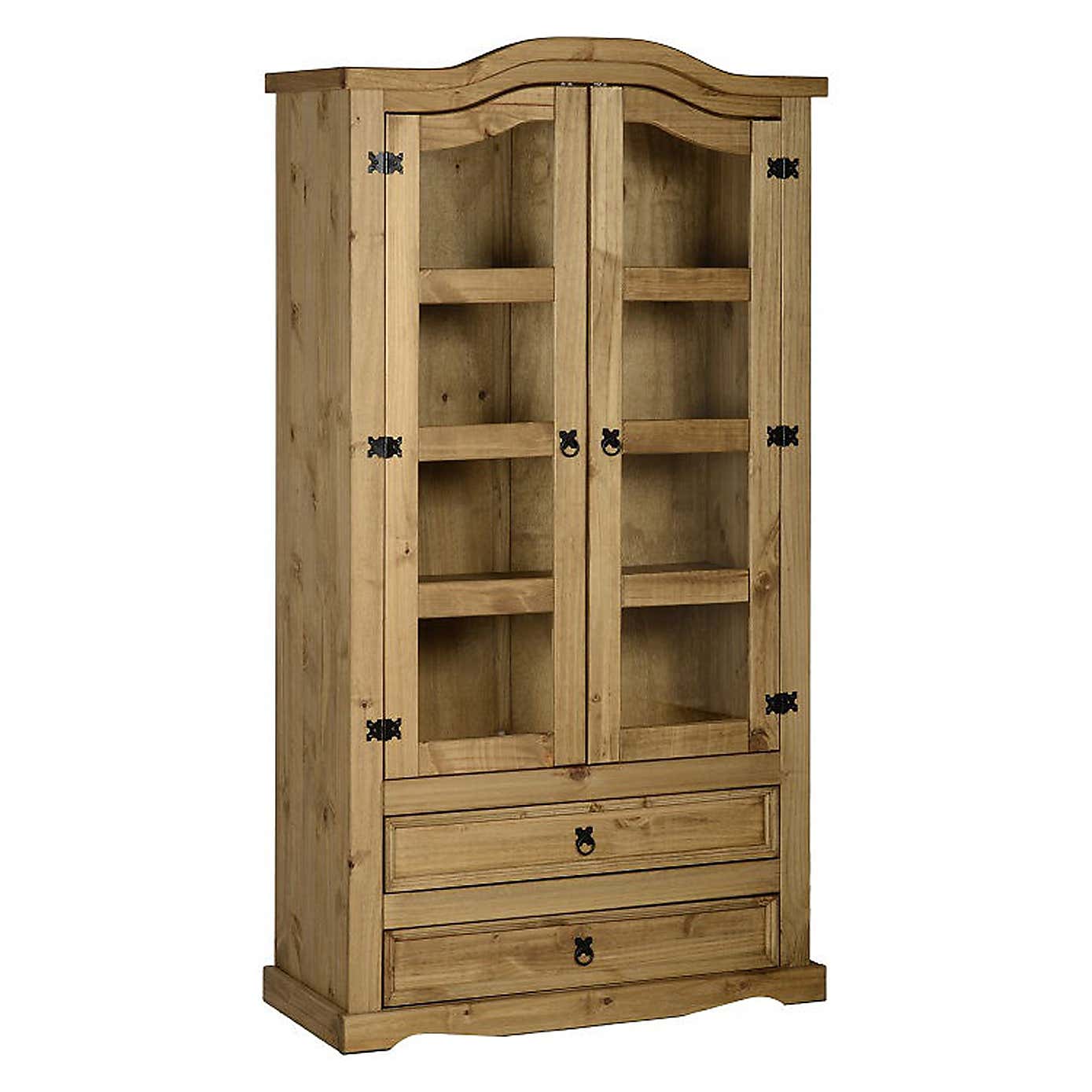 Corona Pine 2 Door 2 Drawer Glass Display Unit