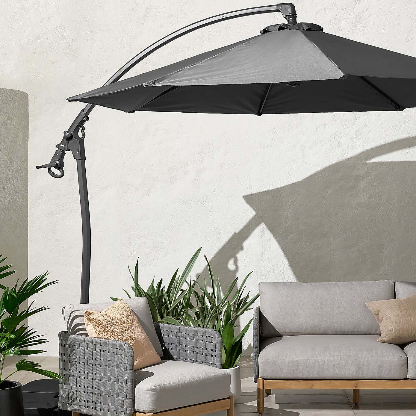 3m Royal Craft Deluxe Pedal Operated Rotational Cantilever Parasol with Cross Stand