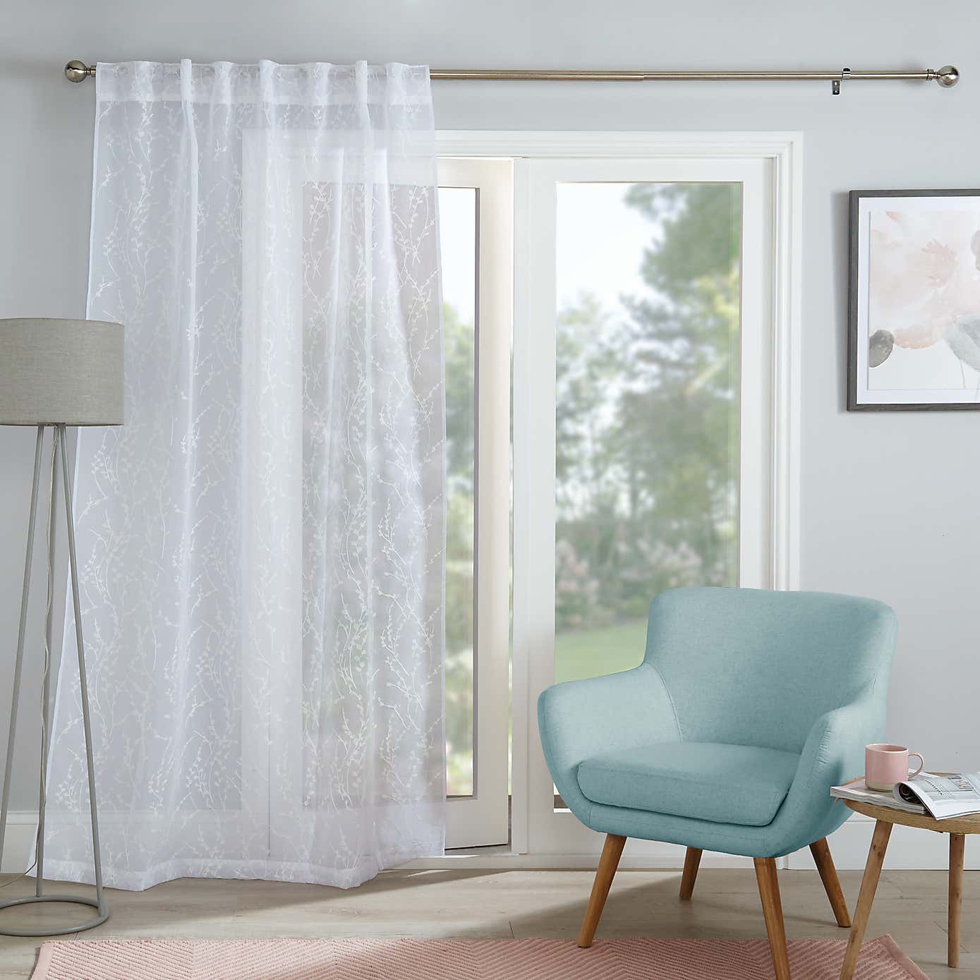 Belle Embroidery Slot Top Single Voile Panel