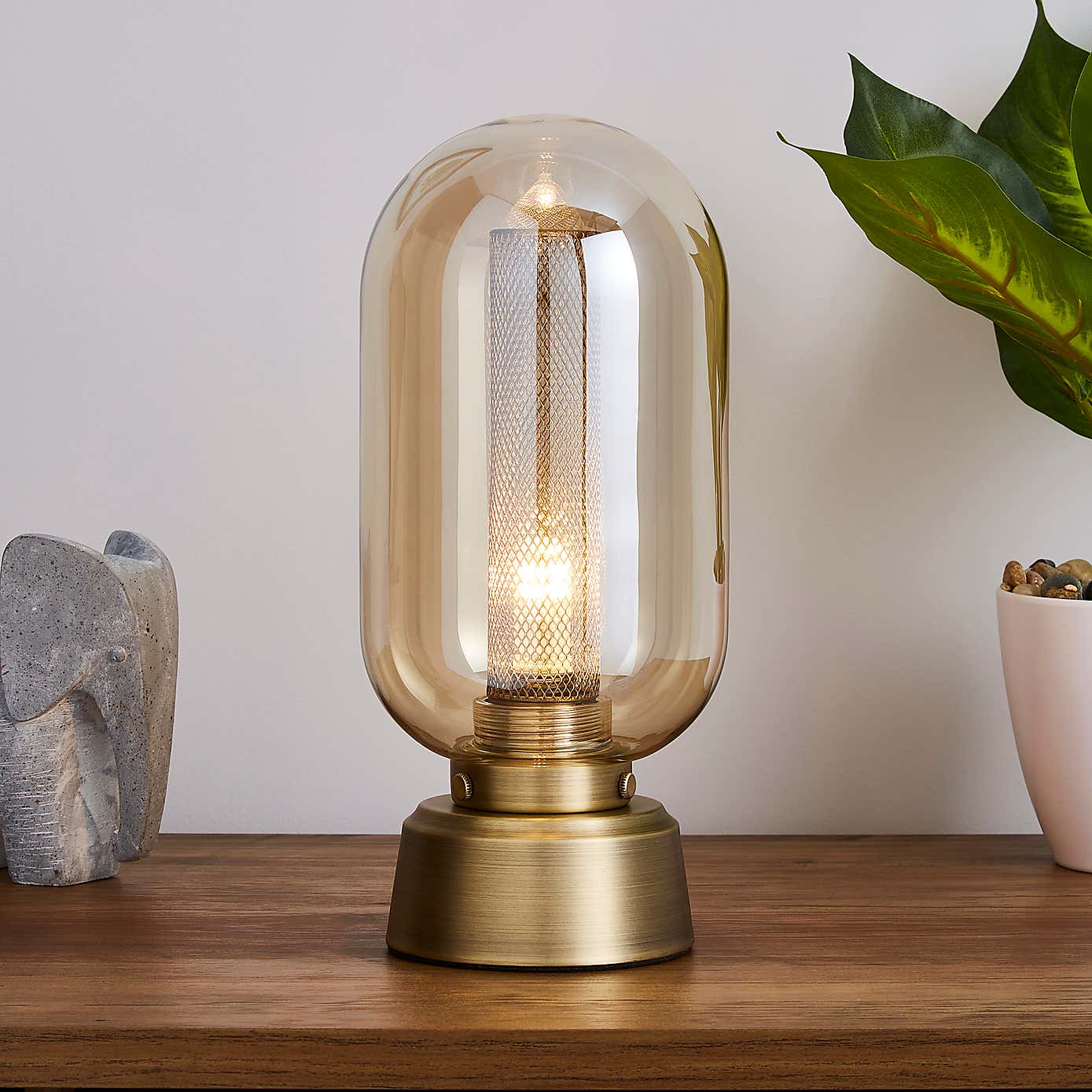 Safi Mesh Detail Table Lamp Antique Brass