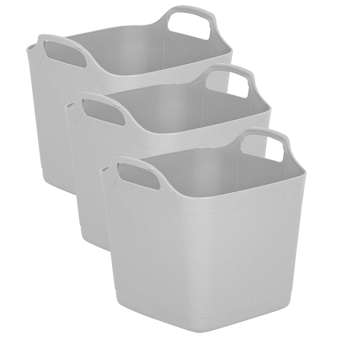 Wham Flexi-Store Set of 3 Grey Tubs, 15L