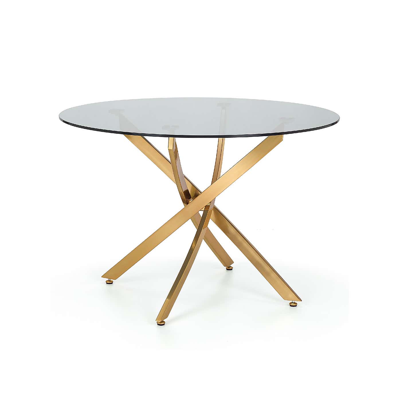 Montero Round Glass Dining Set with 4 Hadid Chairs