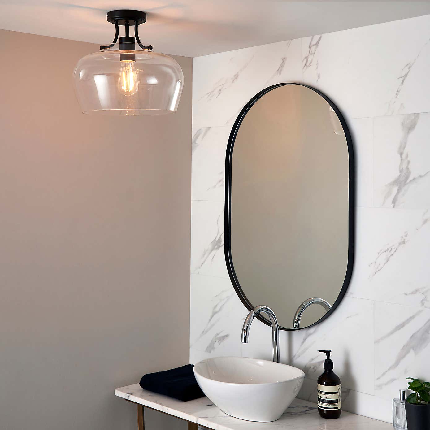 Hotel Lilier Bathroom 1 Light Flush Ceiling Fitting