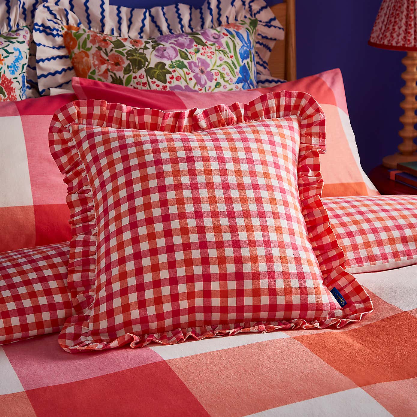Sophie Robinson Mini Picnic Plaid Square Cushion