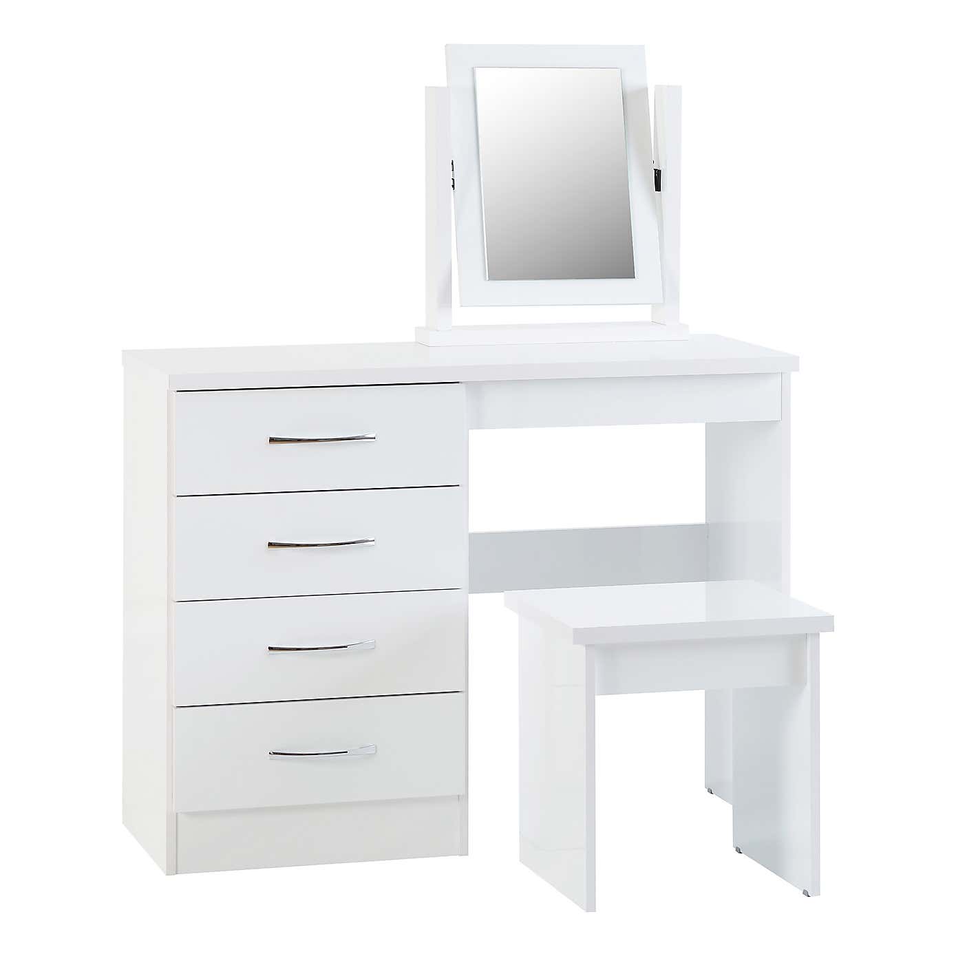 Nevada 4 Drawer Dressing Table Set with Mirror