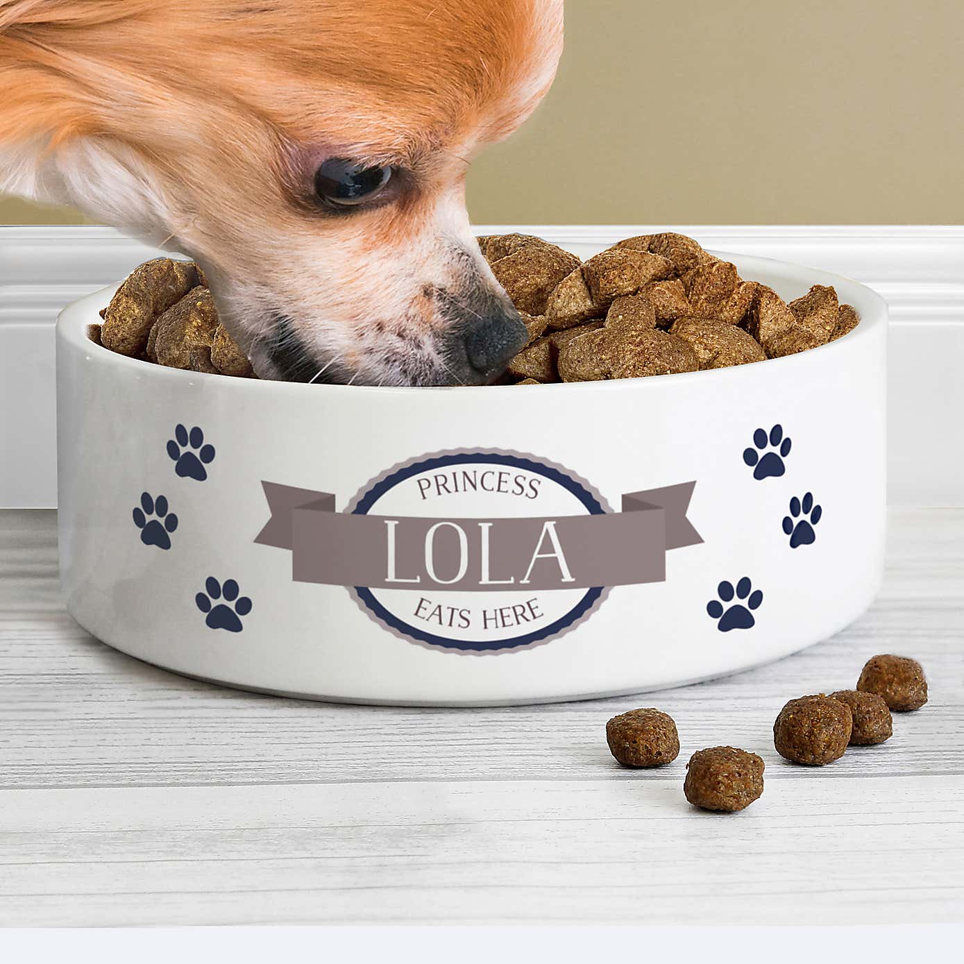 Personalised Paws Medium Ceramic Pet Bowl
