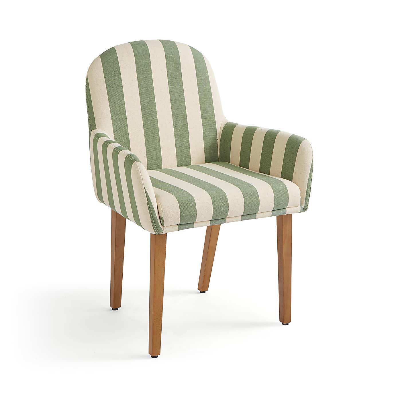 Agnes Carver Dining Chair, Olive Green Striped Fabric