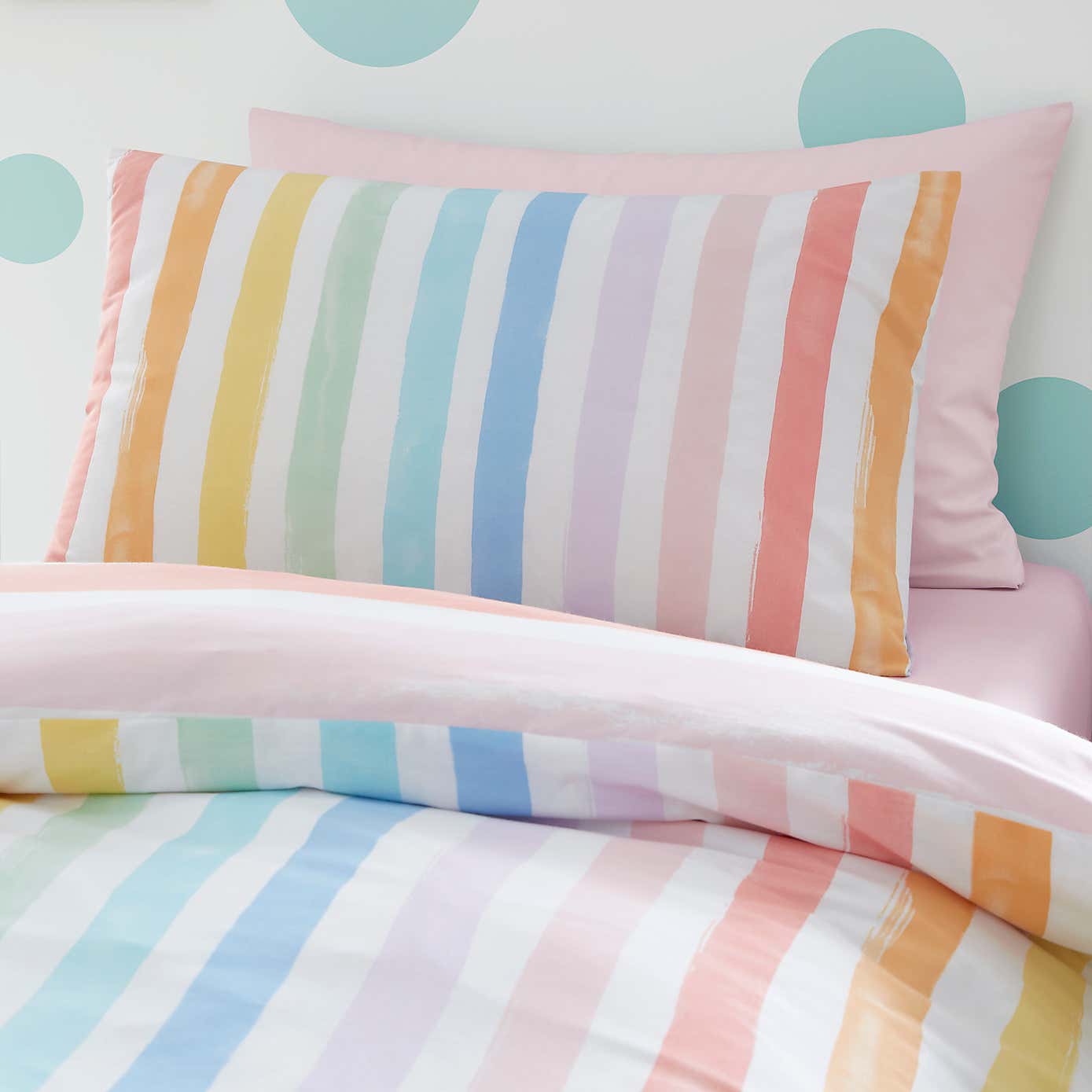 Rainbow Watercolour Stripe Duvet Cover & Pillowcase Set