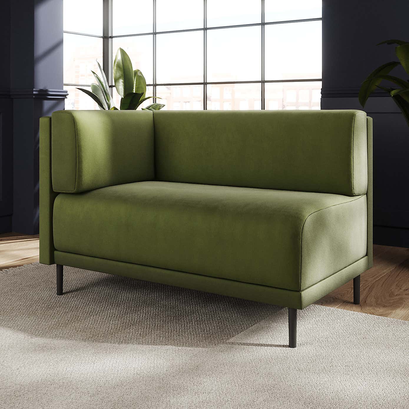 Mae Corner Dining Bench, Matte Plush Velvet