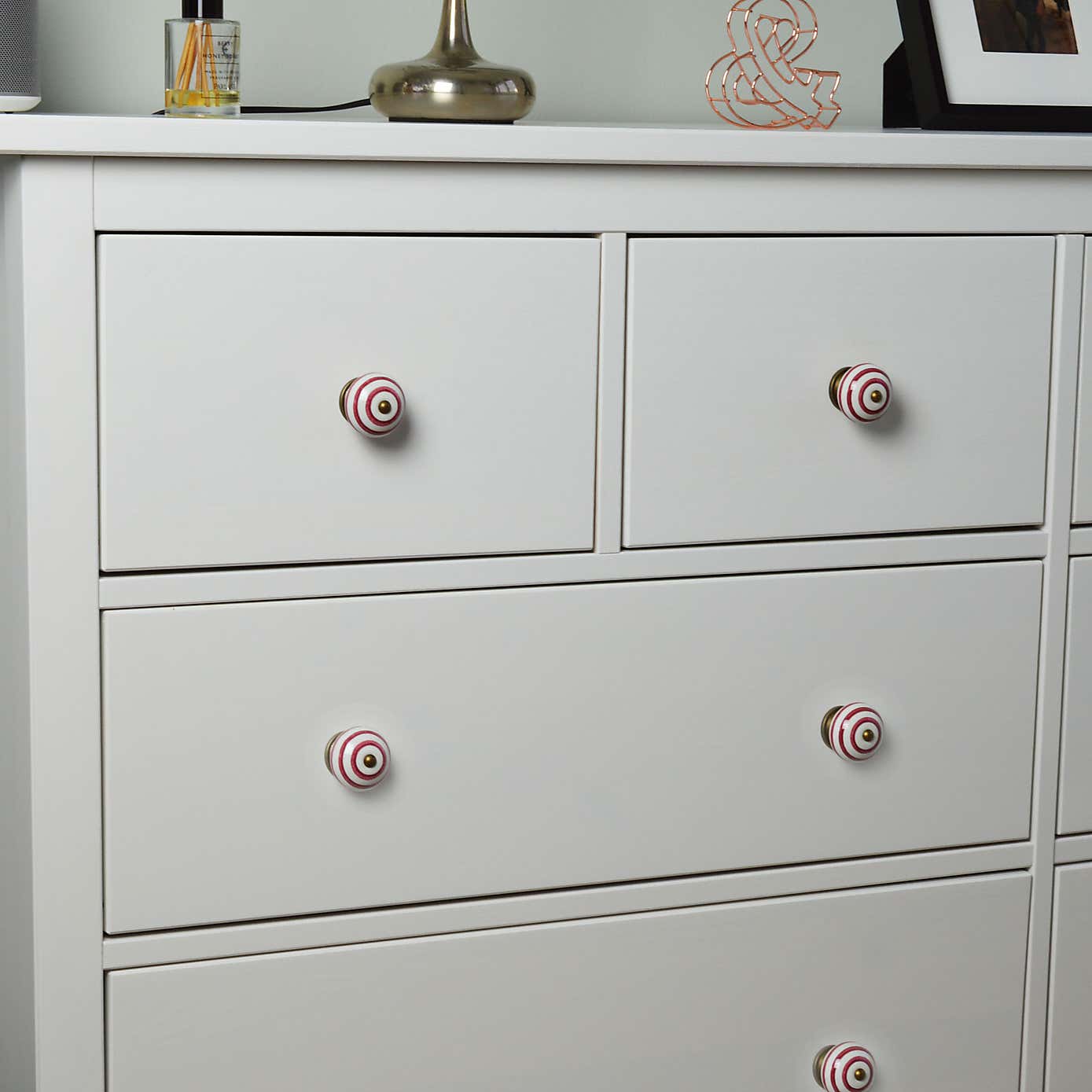 Pack of 6 Nicola Spring Striped Round Drawer Knobs