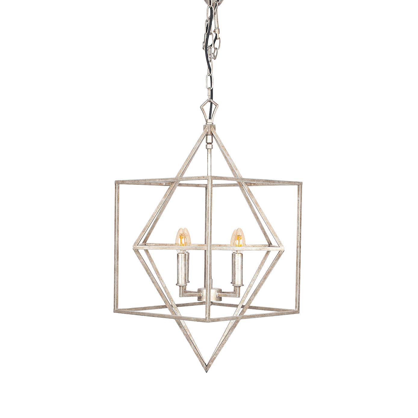 Sirius Antique Silver Metal 4 Light Cube Pendant Light