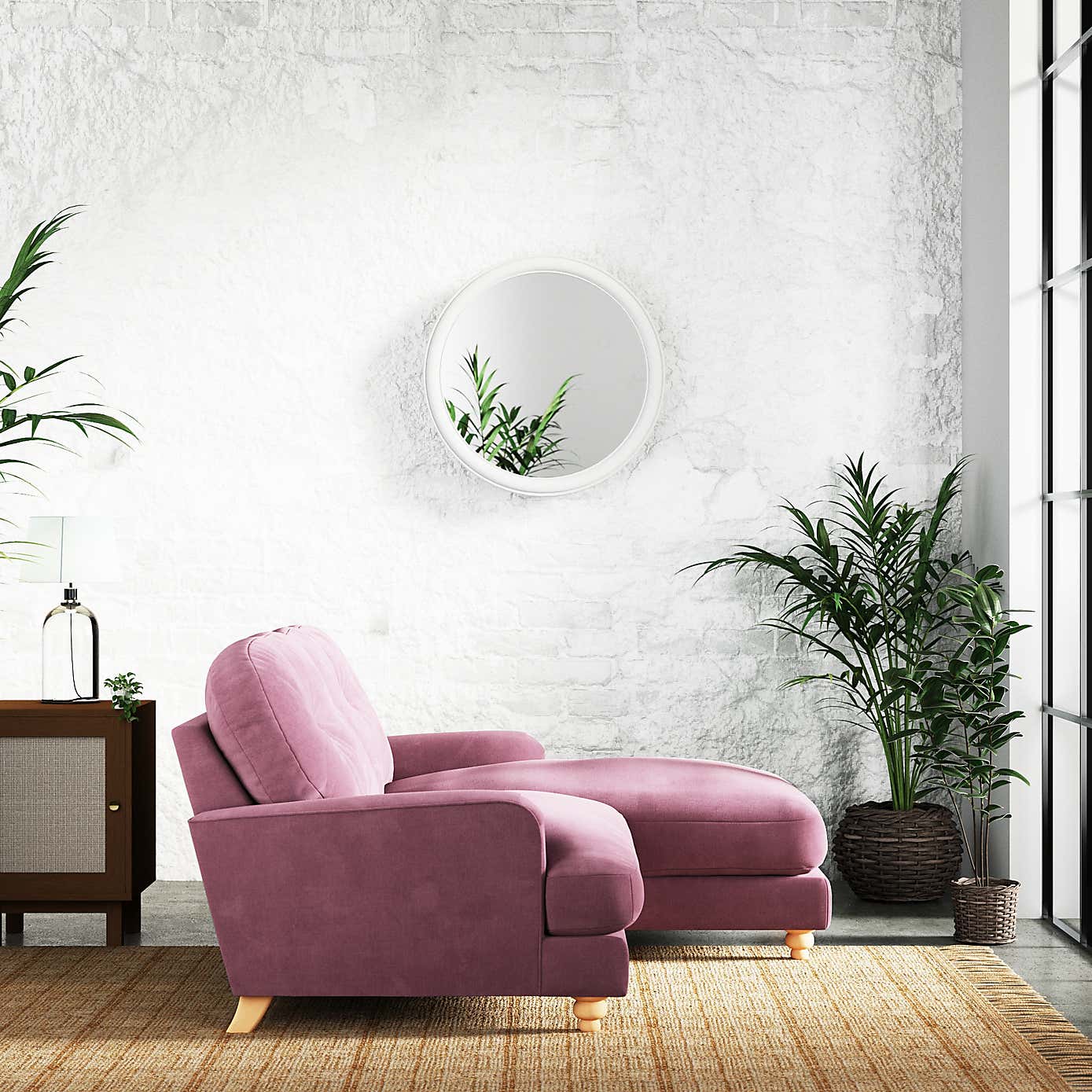 Martha Vintage Chenille Corner Chaise Sofa