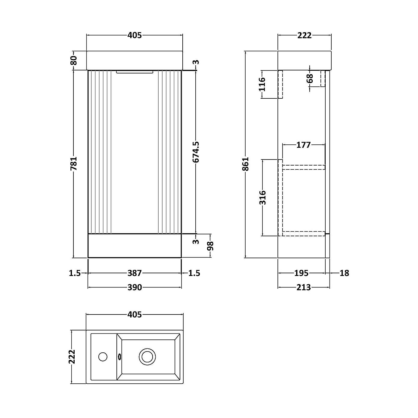 Deco Compact Floor Standing Vanity Unit with Basin
