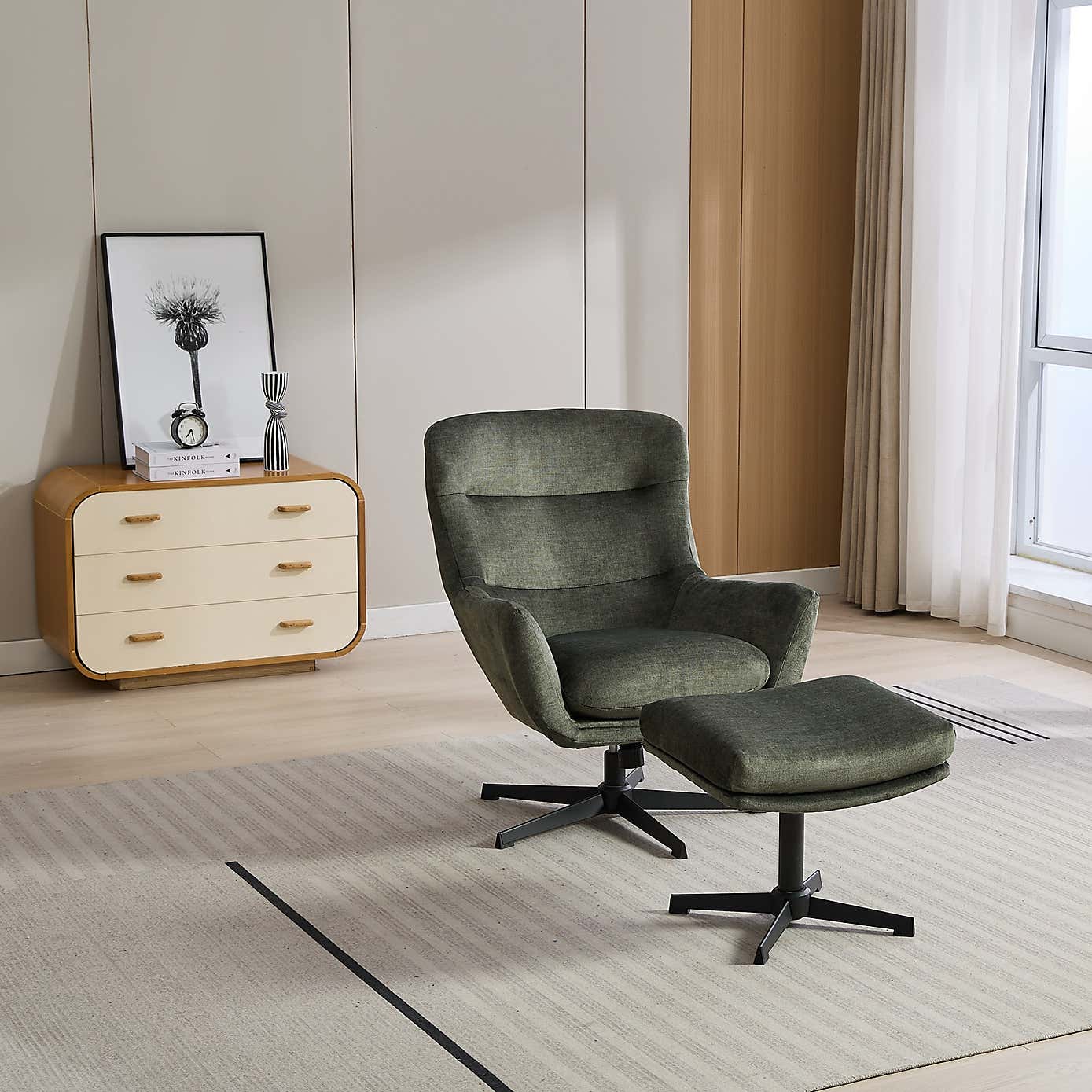 Image Furnishings Isla Swivel Recliner Chair with Footstool