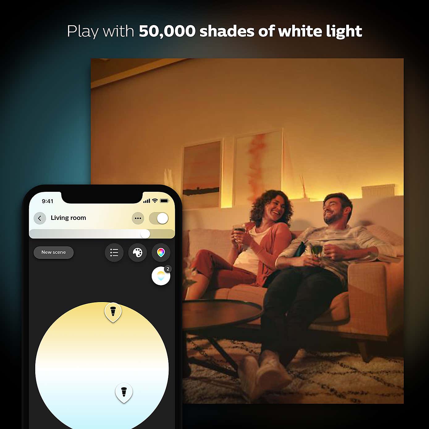 Philips HUE Smart 8 Watt BC LED Tunable GLS Bulb 2 Pack