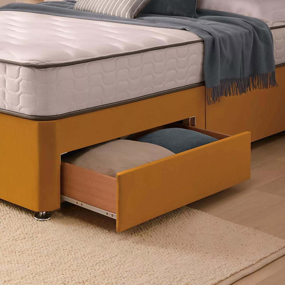 Silentnight 2 Drawer Divan Bed With Velvet Malvern Headboard