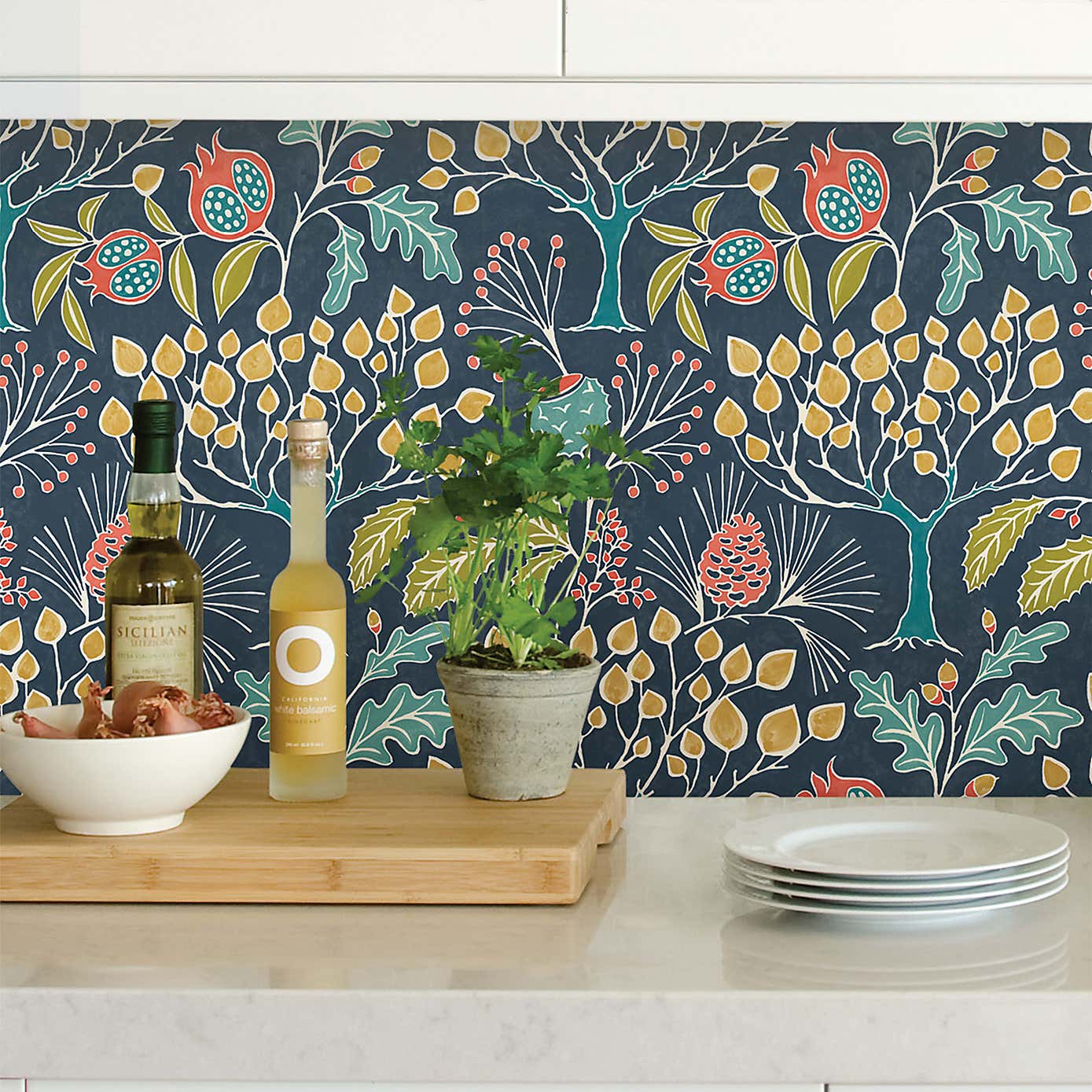 NuWallpaper Groovy Garden Navy Self Adhesive Wallpaper