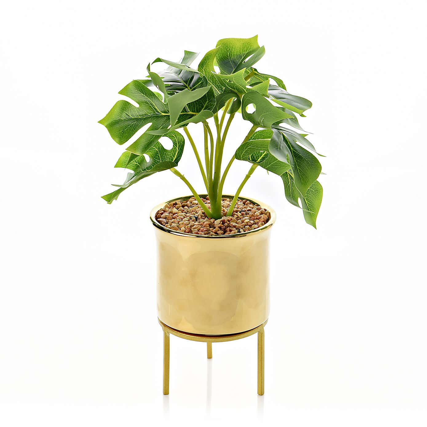 Hestia Artifical Monstera in Gold Footed Plant Pot
