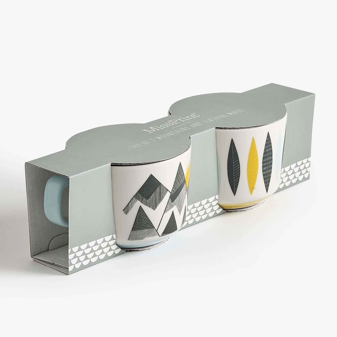 Set of 2 MissPrint Mountain And Feathers Mugs