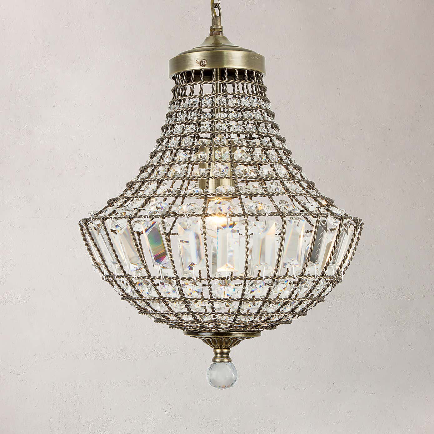 Knightsbridge Crystal Antique Brass Chandelier