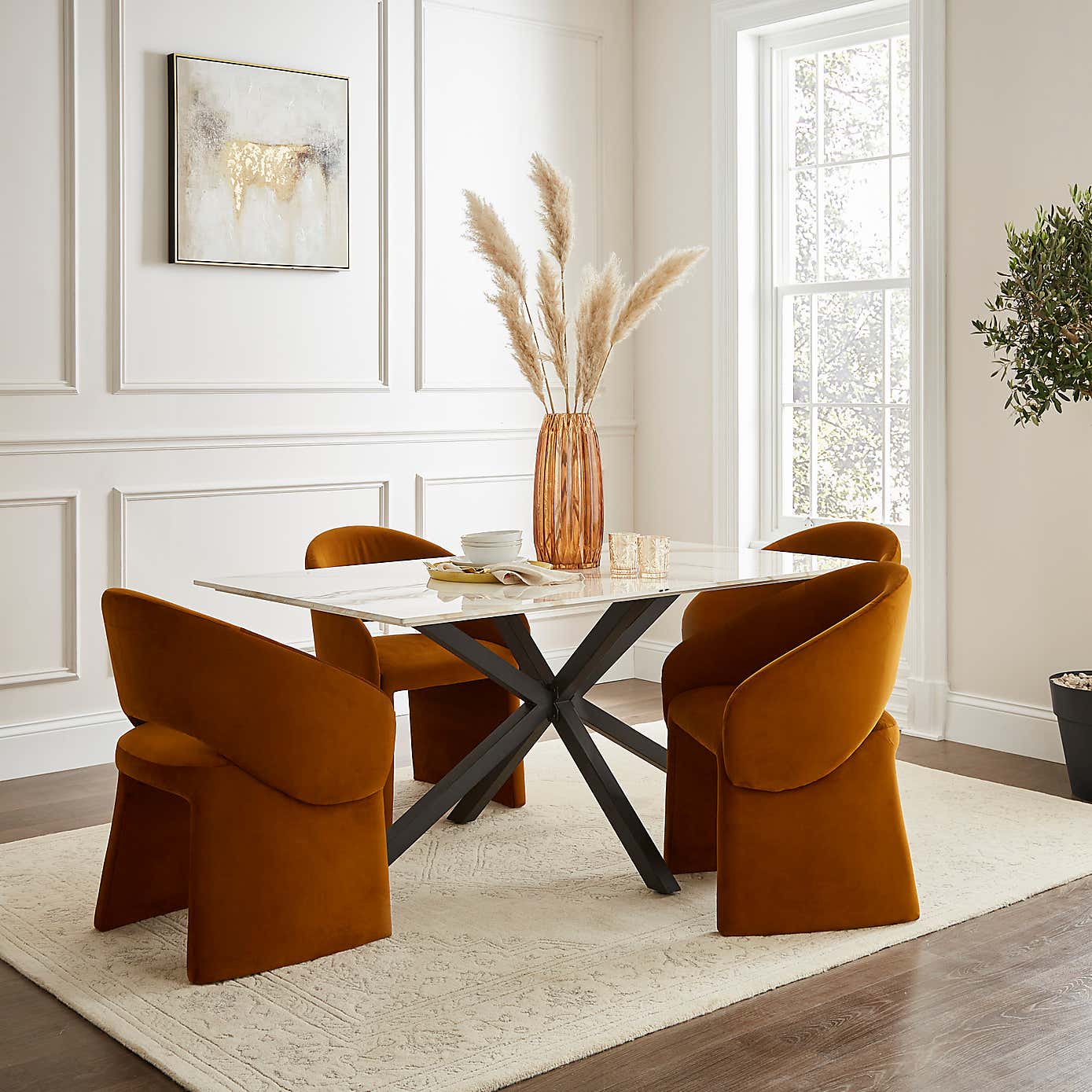 Xavi 6 Seater Rectangular Dining Table, Sintered Stone