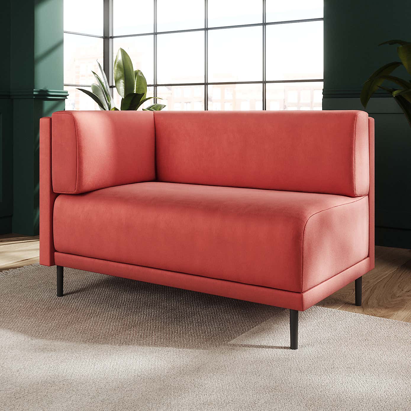 Mae Corner Dining Bench, Matte Plush Velvet