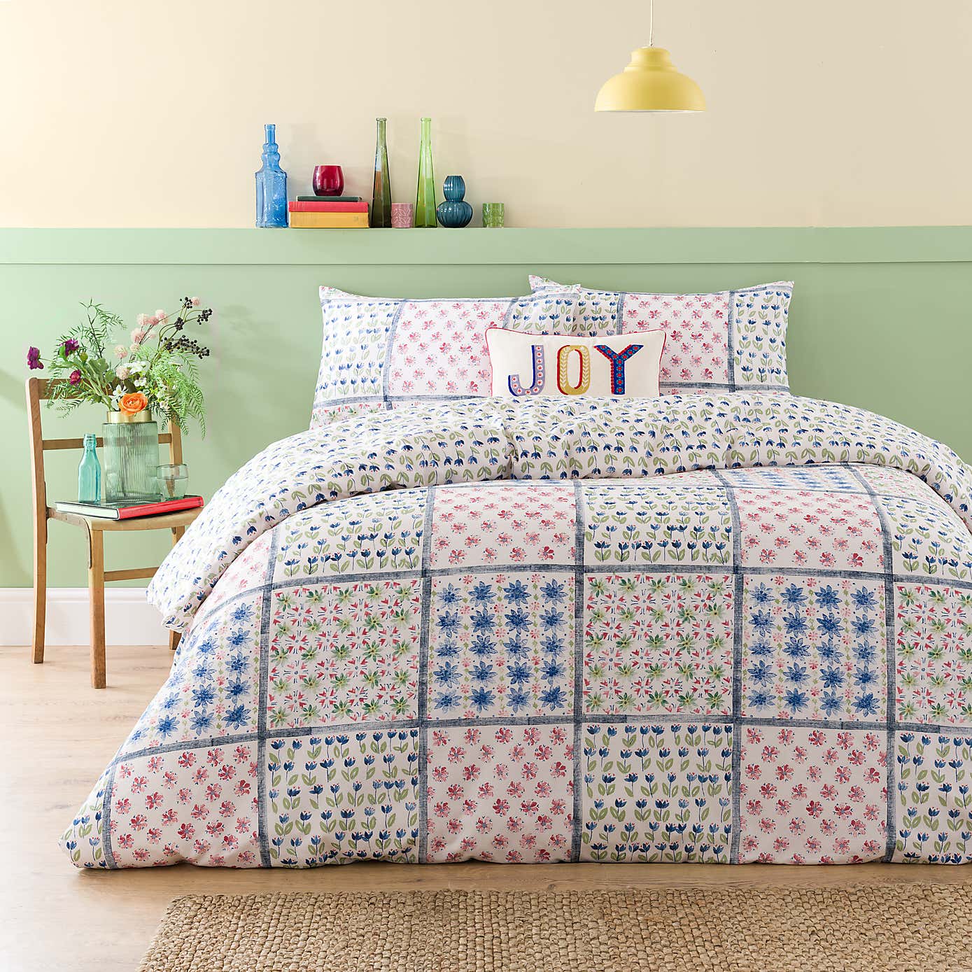 Celeste Green Cotton Duvet Cover and Pillowcase Set