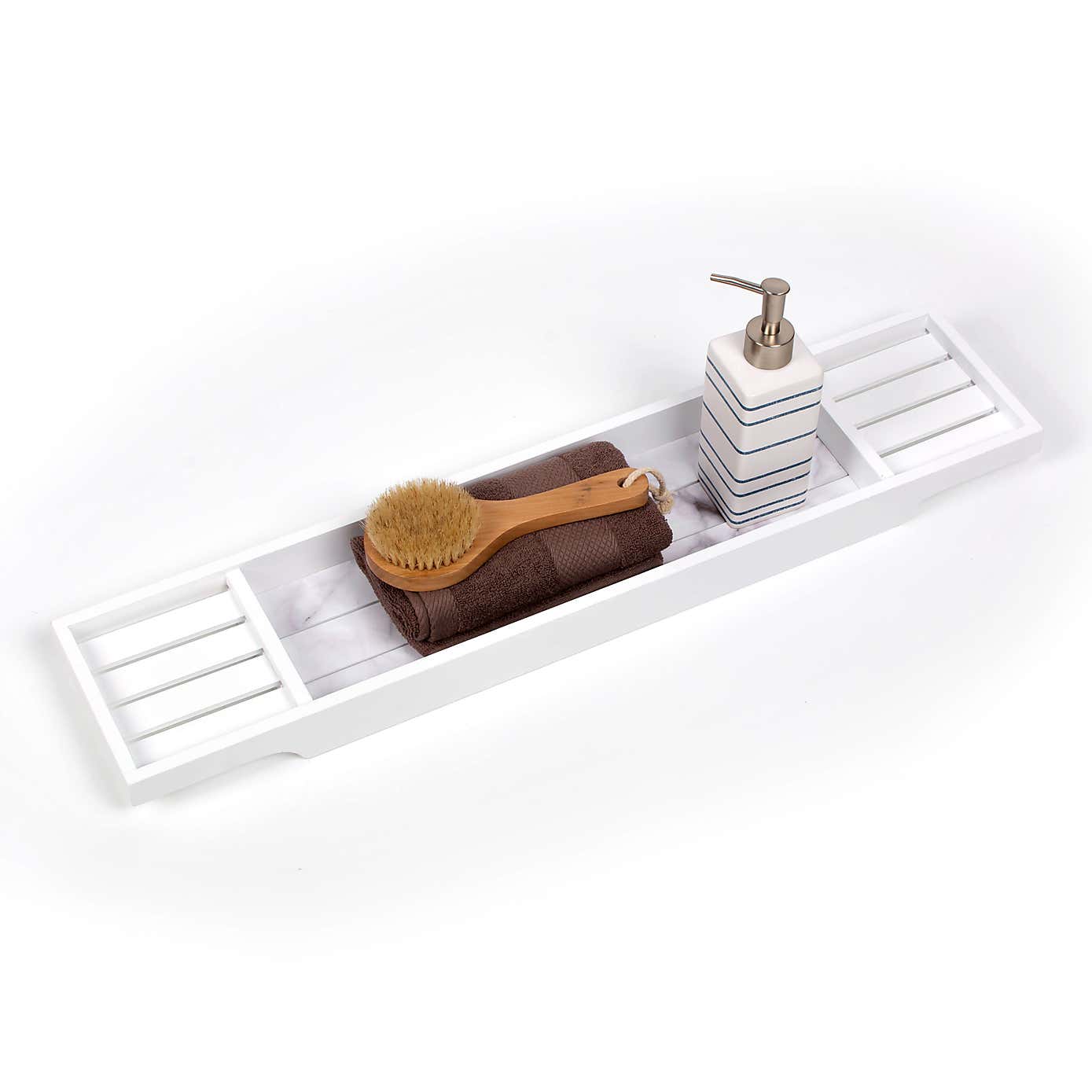 Marble Effect Bamboo Bath Rack