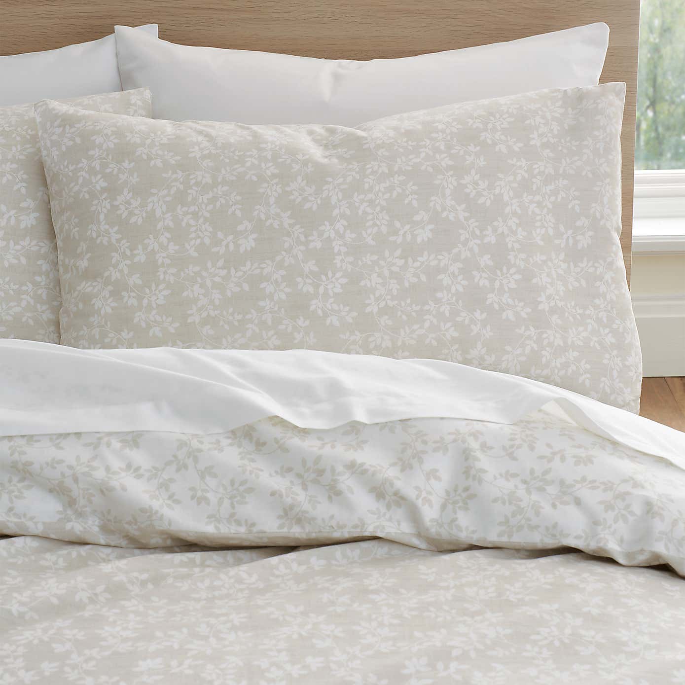Bianca Shadow Leaves 200 Thread Count Cotton Duvet Cover and Pillowcase Set