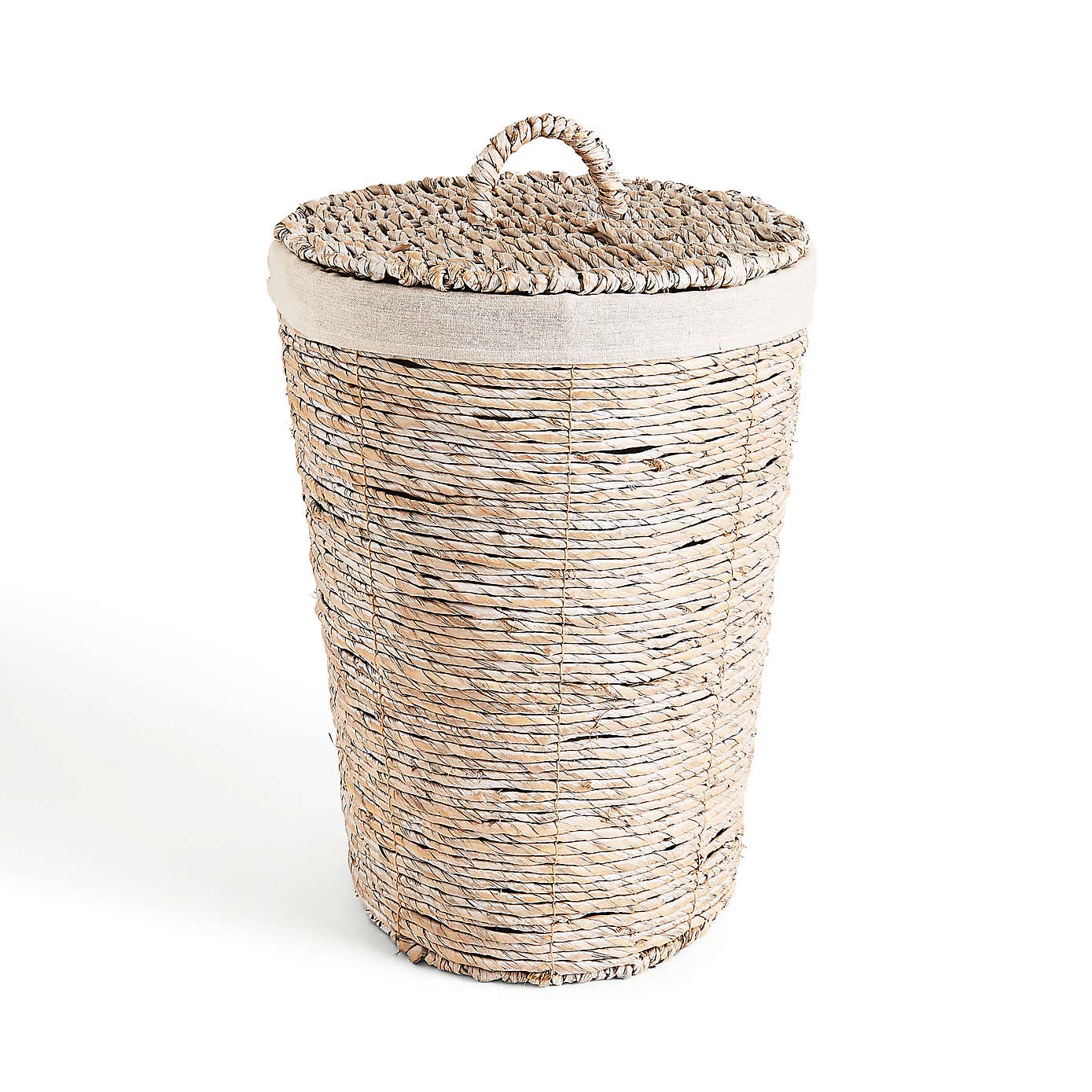 White Wash Wicker Laundry Bakset