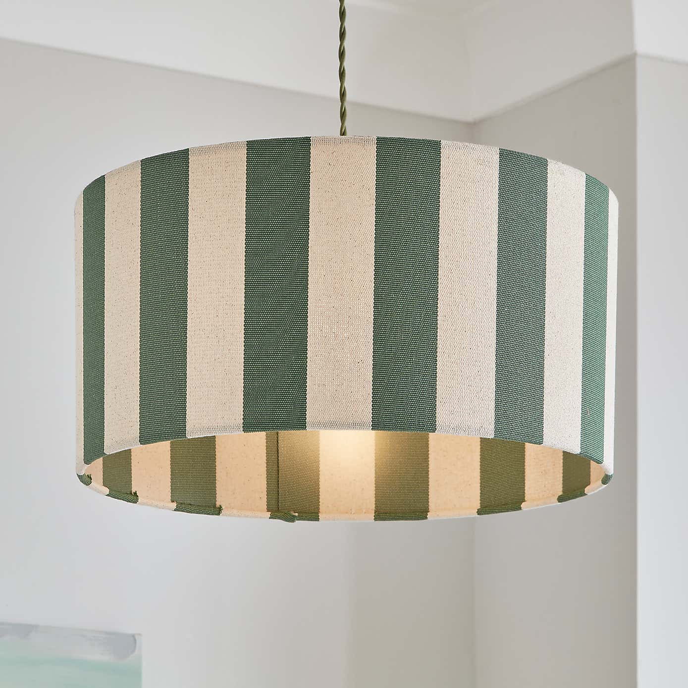 Beatrice Stripe Shallow Drum Lamp Shade