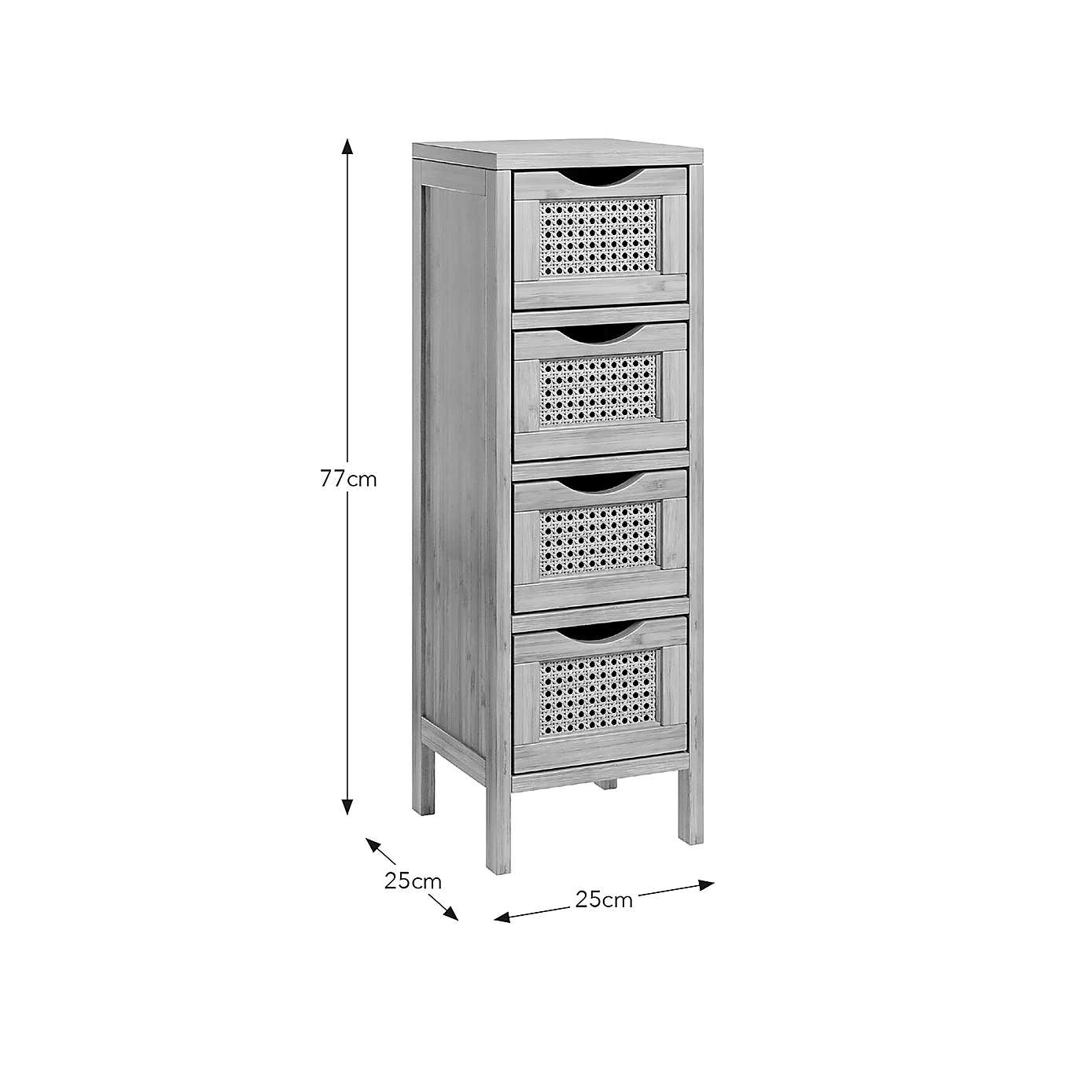 Avani 4 Drawer Storage Unit, Bamboo