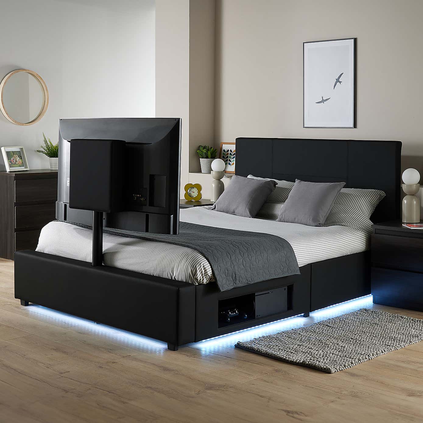 X Rocker Living Ava TV Bed with LED Lights and TV Mount