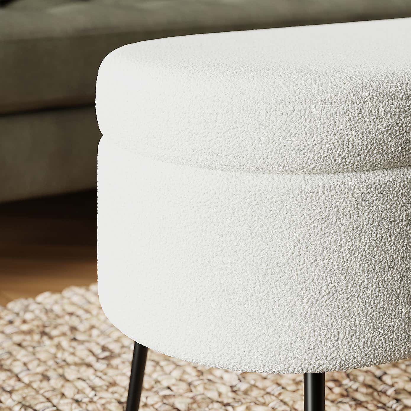 Evie Boucle Storage Ottoman
