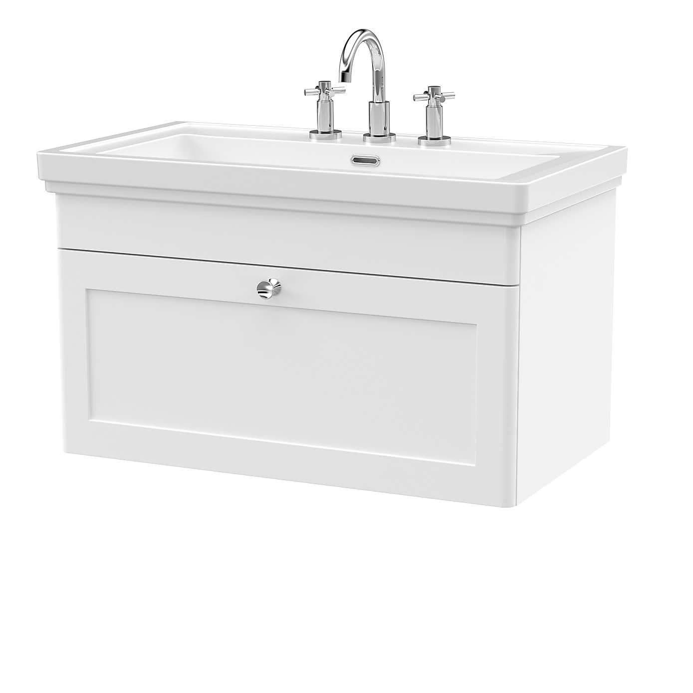 Classique Wall Mounted 1 Drawer Vanity Unit with Basin