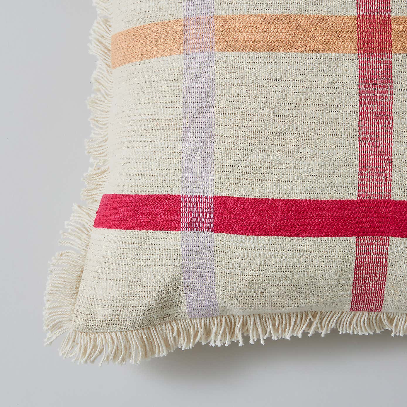 Woven Check Cotton Square Cushion