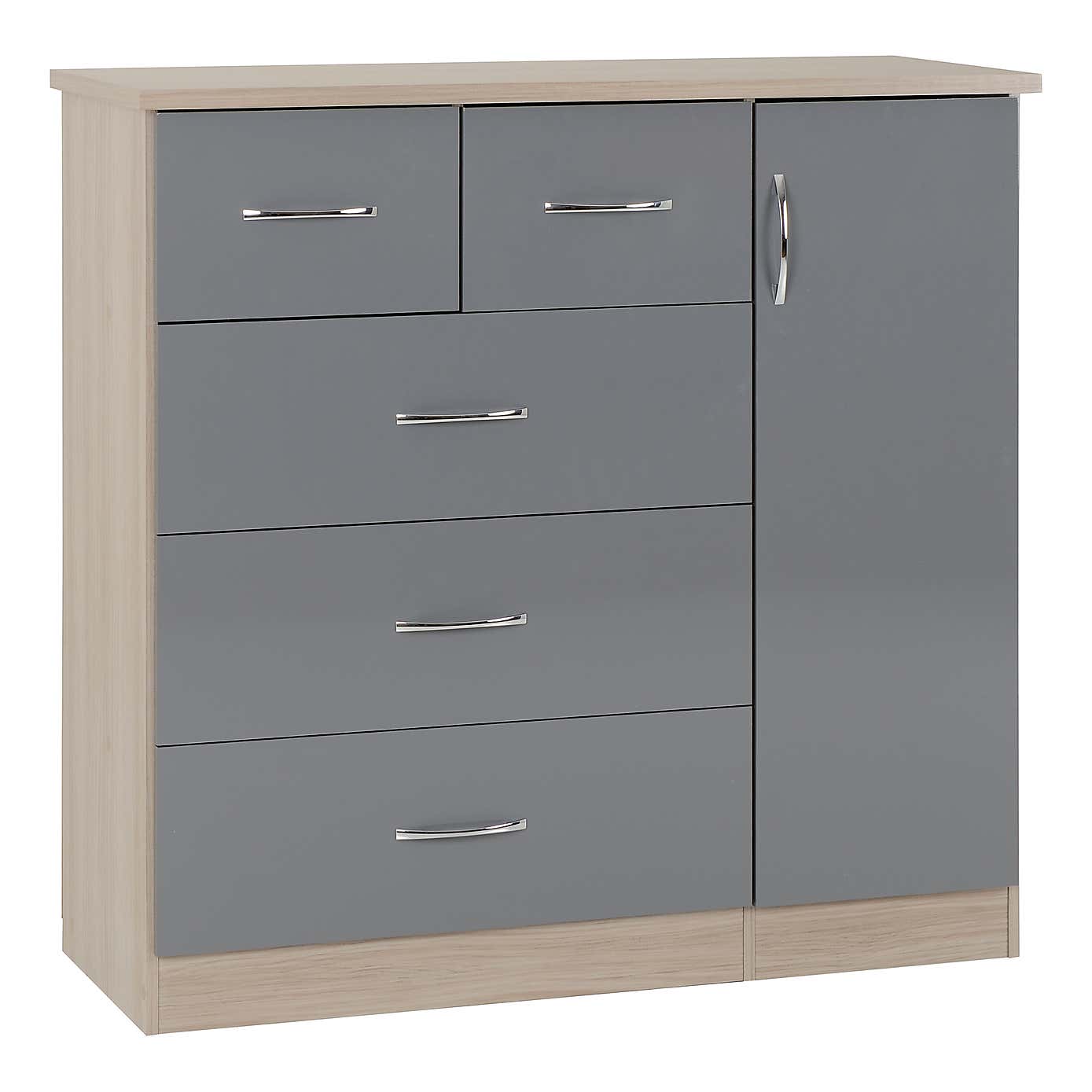 Nevada Grey 5 Drawer Compact Wardrobe