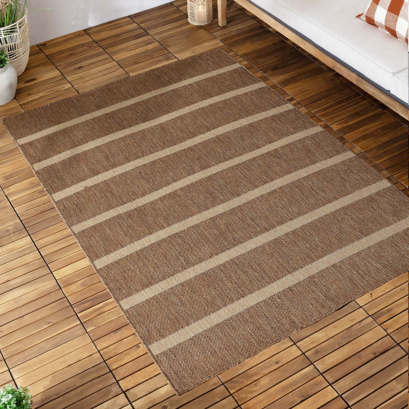 Yard Tala Stripe Jute Effect Indoor Outdoor Rug