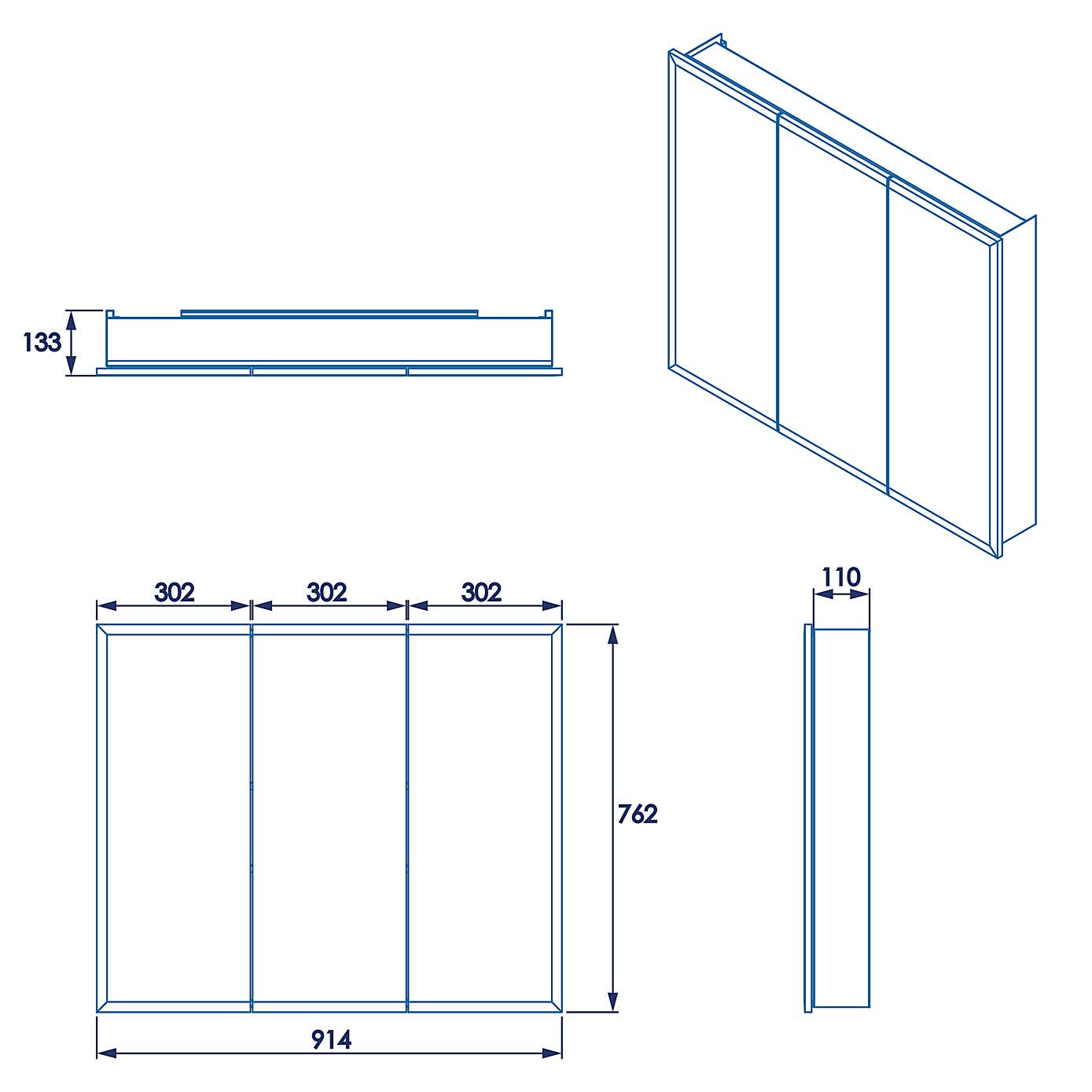 Westbourne White Triple Door Tri-View Steel Cabinet