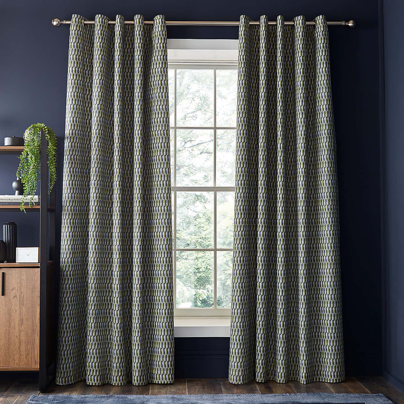 Nils Geometric Blackout Eyelet Curtains