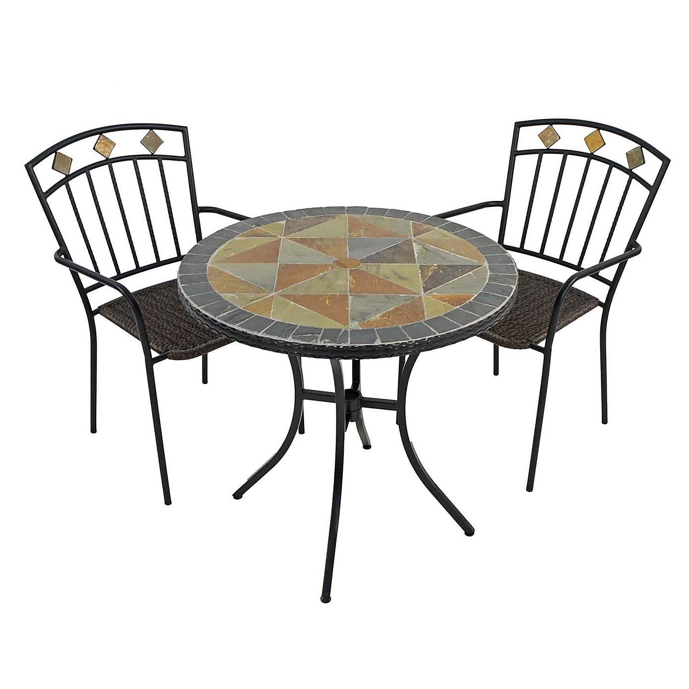 Tampa 76cm Bistro Table Set with 2 Mayfield Chairs
