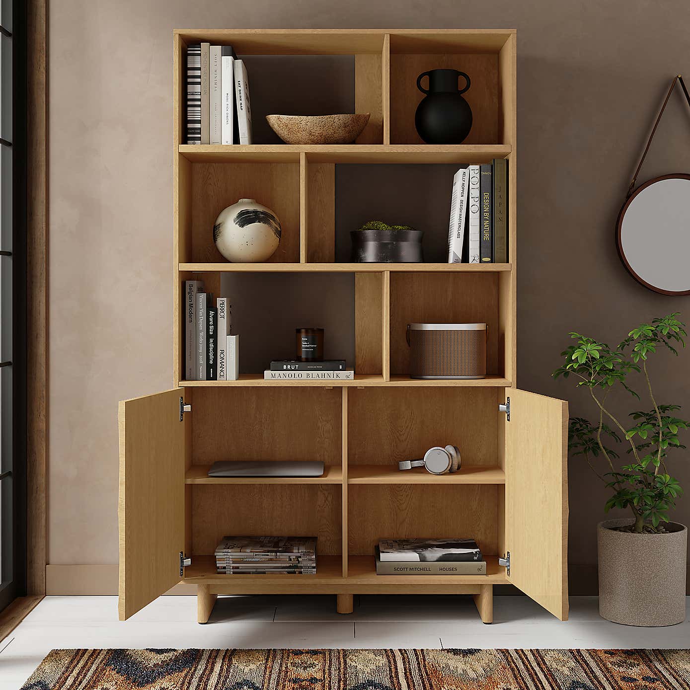 Inga Tall Bookcase, Oak Effect