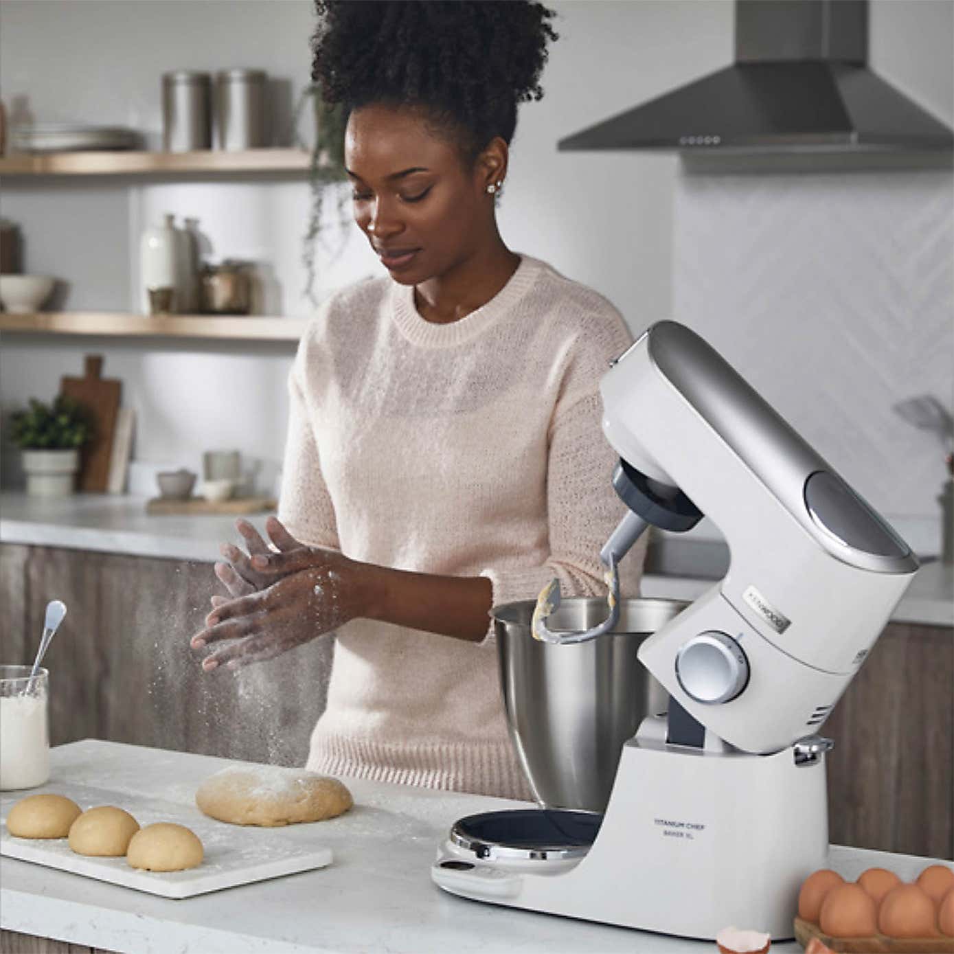 Kenwood 5L Titanium Chef Baker Stand Mixer White