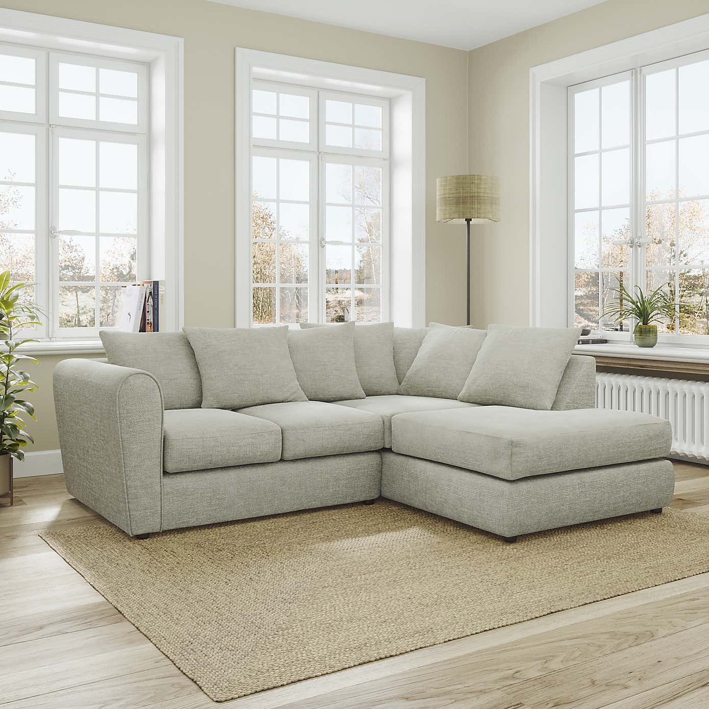 Blake Curved Arm Chunky Chenille Corner Chaise Sofa