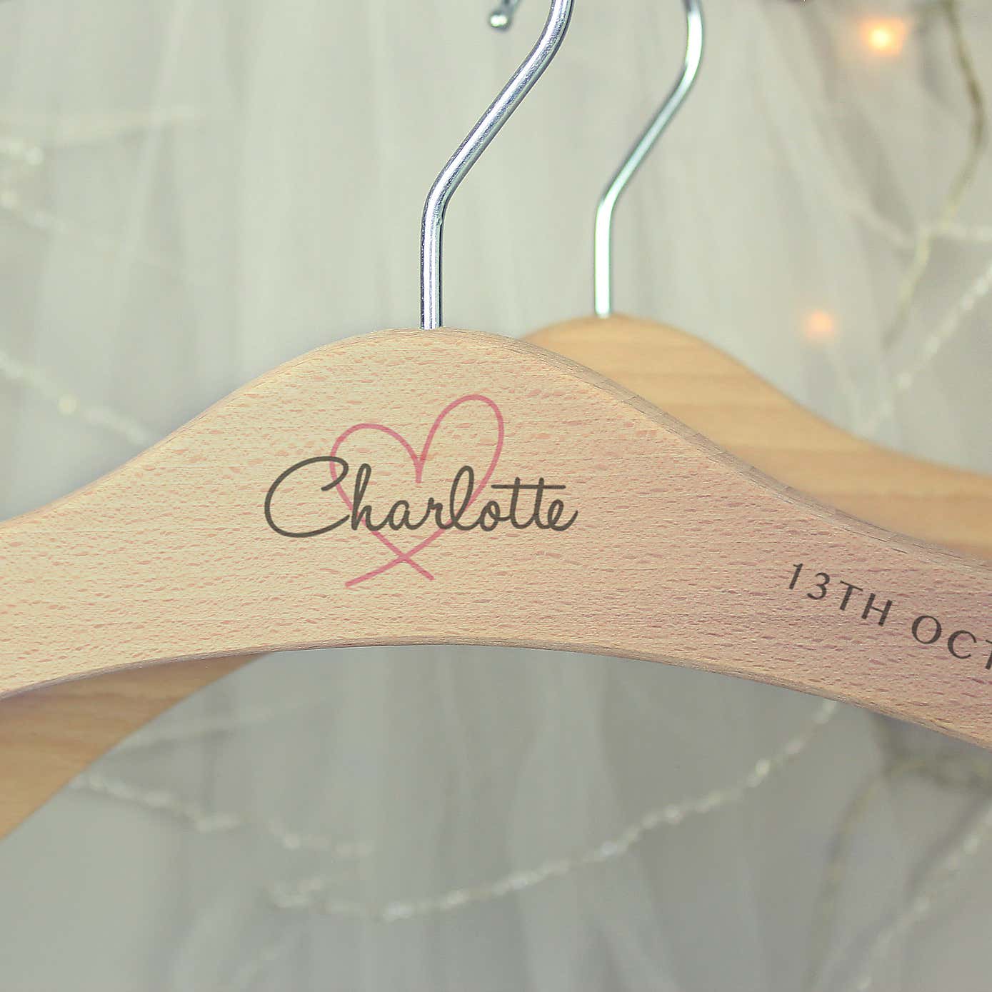 Personalised Heart Wooden Coat Hanger