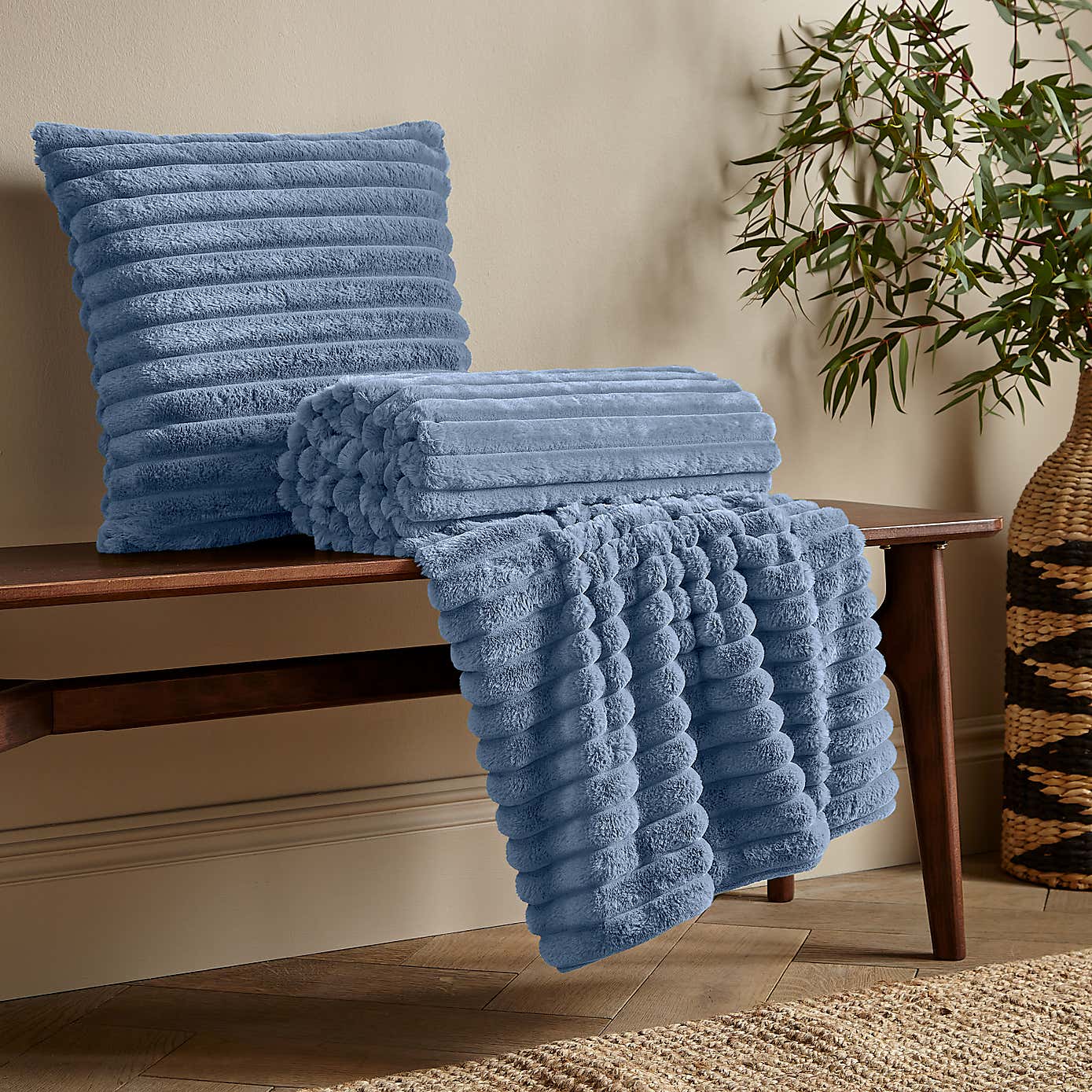 Catherine Lansfield Cosy Ribbed Square Cushion
