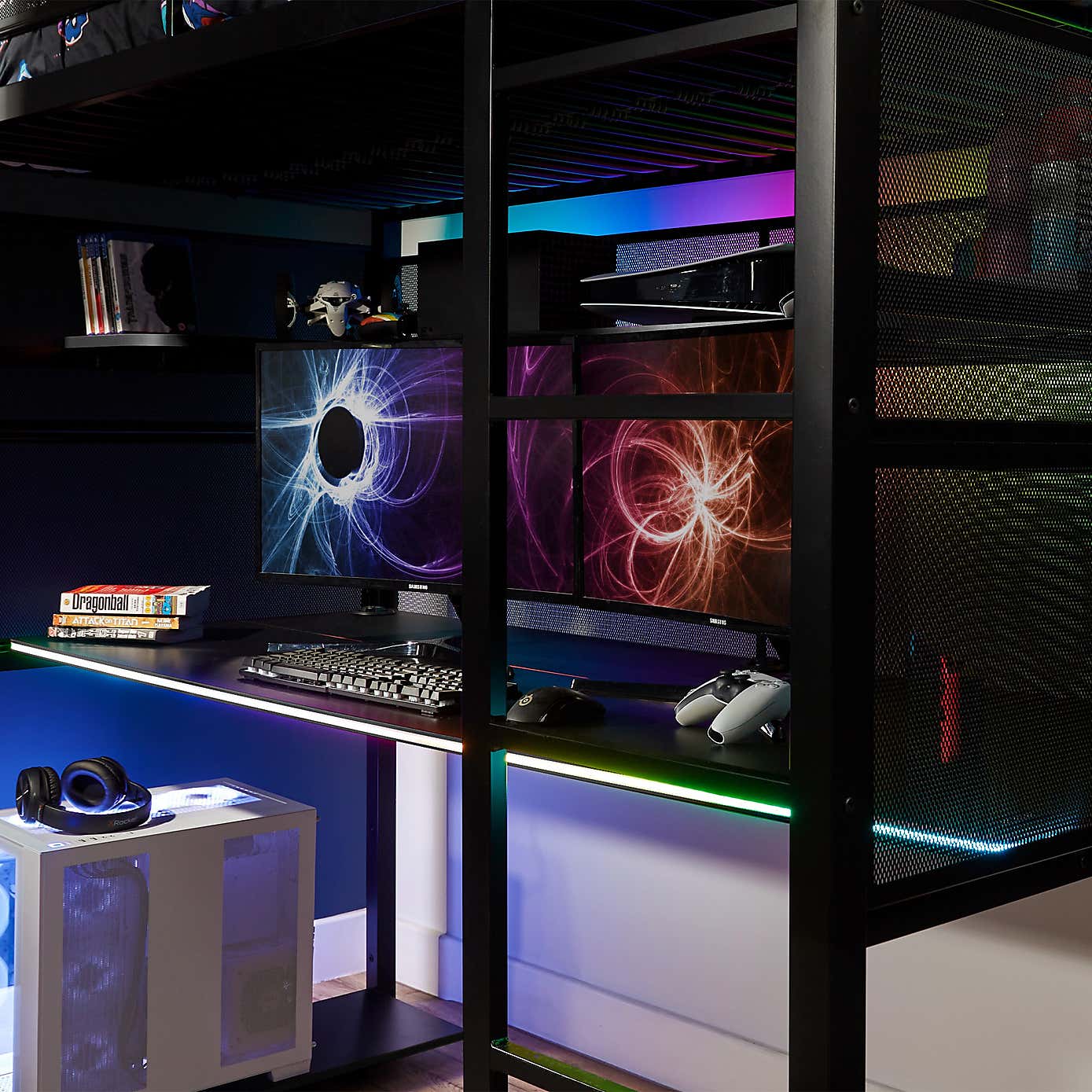 X Rocker Battle Bunk LED High Sleeper Gaming Bed