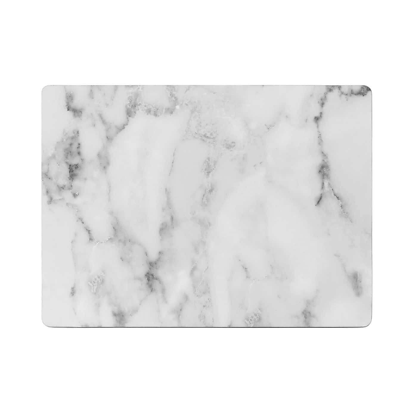 Set of 4 White Marble Cork Back Placemats